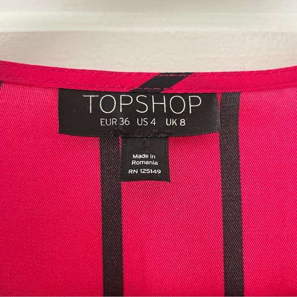 TOPSHOP Pink Striped Cropped Blouse US Size 4 - Picture 2 of 4